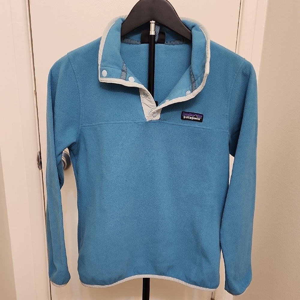Patagonia Teal Fleece Snap-T Pullover Lightweight Synchilla